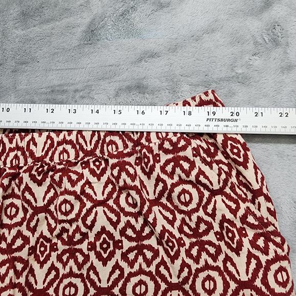 Waterproof Vintage Shorts Womens XXL Red Merlot Geometric Printed Linen Pull On - Picture 7 of 11